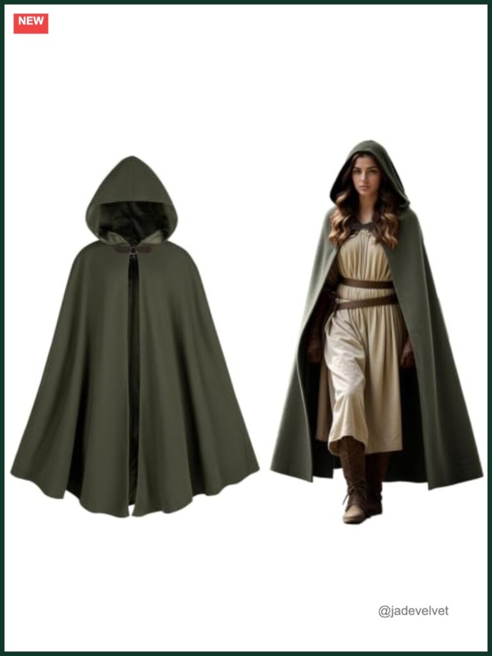 Women's Medieval Hooded Cloak Halloween Costume Historical Renaissance Cape